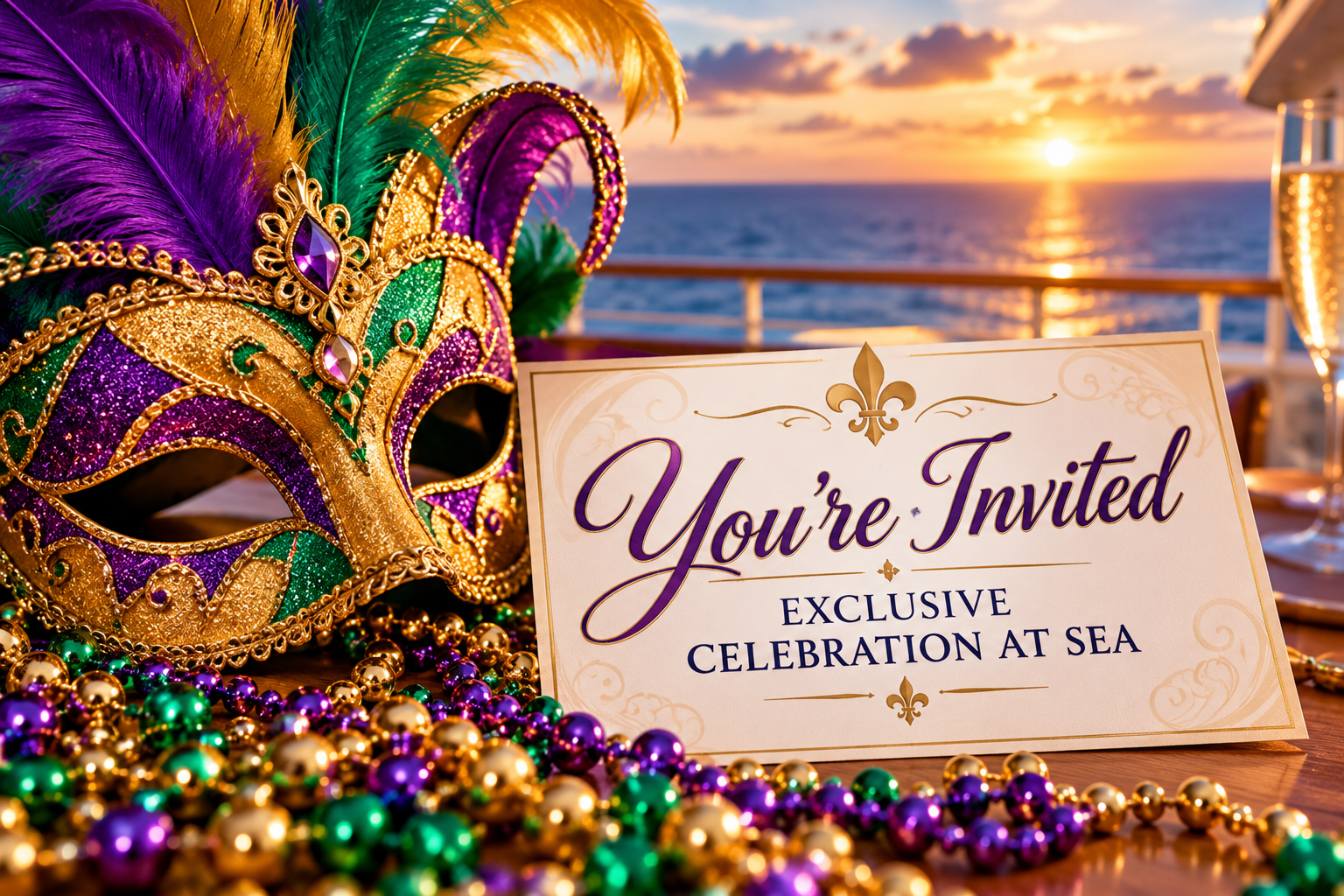 Festive decorations and an invitation to a celebration at sea